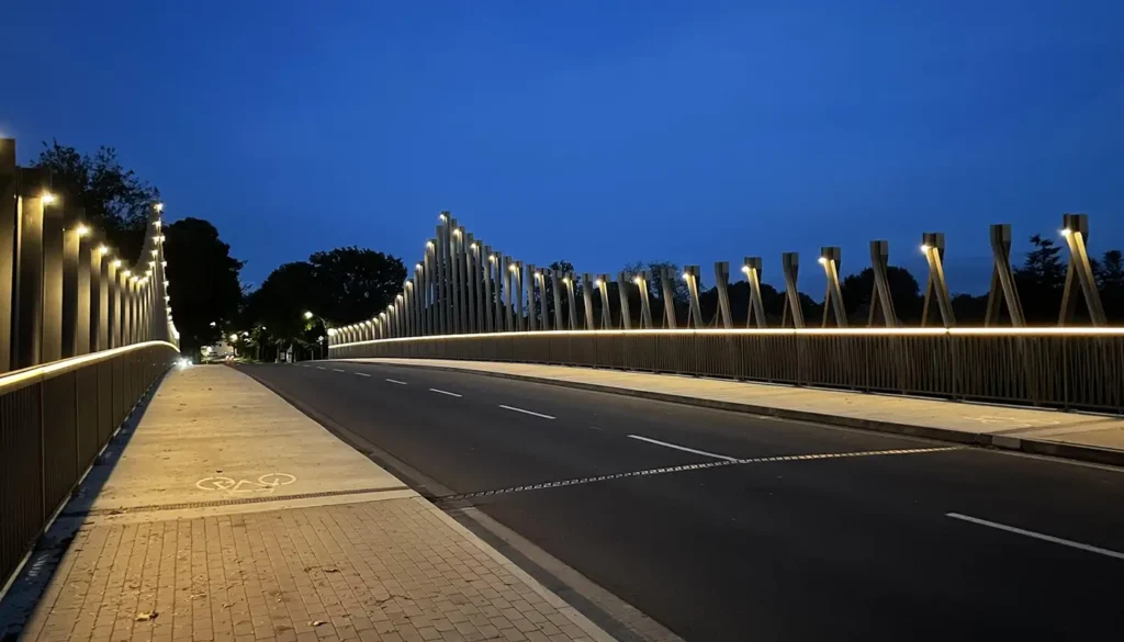 Beleuchtung einer Brücke bei Nacht