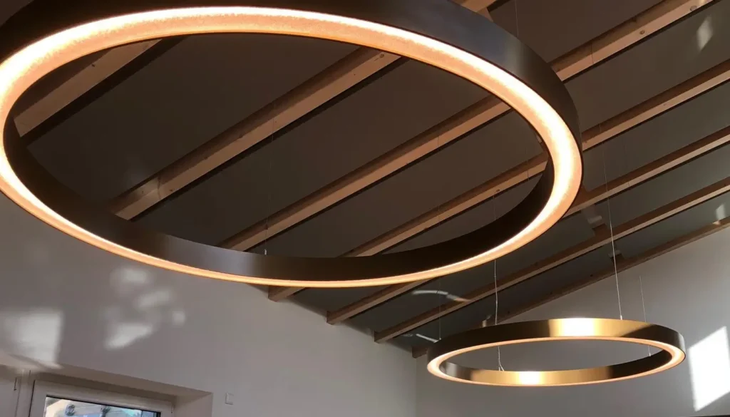 Warmweiße Deckenleuchte in einem Büro