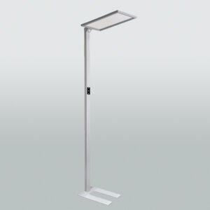 LED-Arbeitsplatz-Stehleuchte; Mikroprismen; Silber; Weiss oder Schwarz