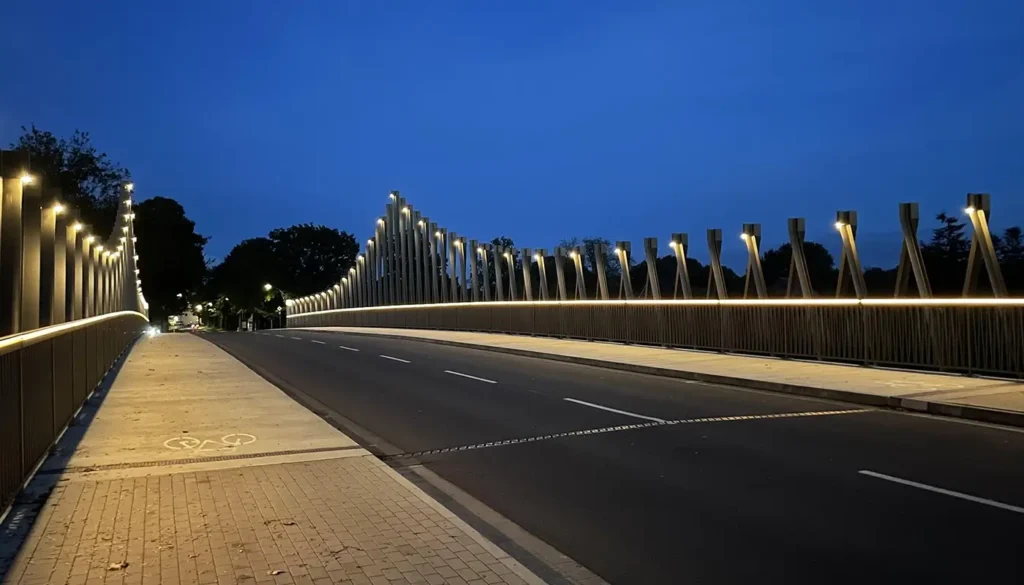 Beleuchtung einer Brücke bei Nacht